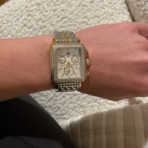 Michele Deco Two-Tone Diamond Bracelet Watch